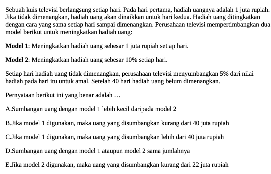 Latihan Soal UTBK Matematika 2024