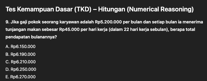 Latihan Soal RBB BUMN 2025