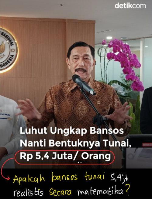 Luhut Sebut Bansos Nanti Bentuknya Uang Tunai Rp5,4 Juta per Orang!